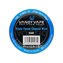 Vandy Vape VW.0050 Resistance Wire Triple Fused Clapton 27ga*3+38ga Ni80  - 10ft