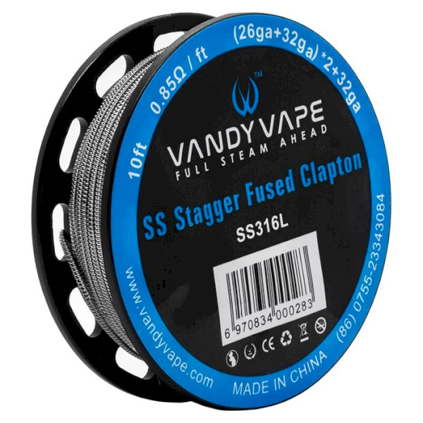Vandyvape Stagger Fused Clapton SS316 (26GA+32GA) * 2 +32GA 10FT