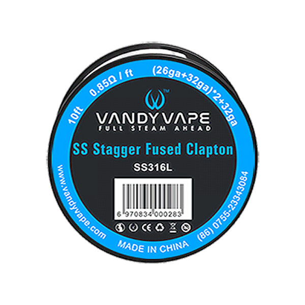 Vandyvape Stagger Fused Clapton SS316L Wire (26ga+32ga)*2+32ga - 10FT